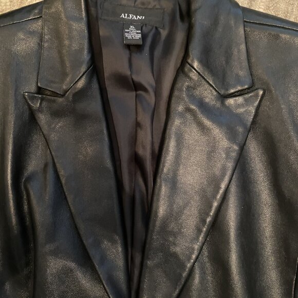 Alfani Women's Soft 100% Leather Black Blazer Jacket Size XL Brand New with tags - Picture 11 of 16